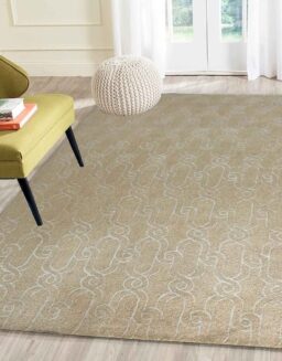 Brown Geometrical Wool Hand Tufted Carpet