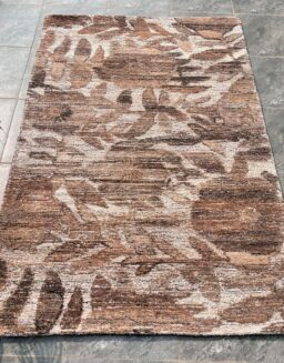 Brown Floral Wool Hand Tufted Carpet