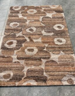 Brown Floral Wool Hand Tufted Carpet