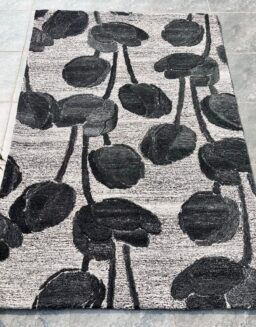 Blackish Floral Wool Hand Tufted Carpet