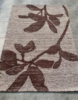Brown Floral Wool Hand Tufted Carpet