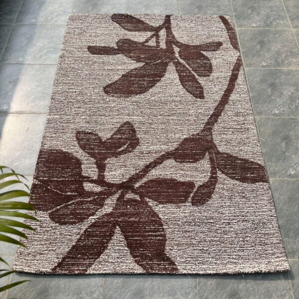 Brown Floral Wool Hand Tufted Carpet