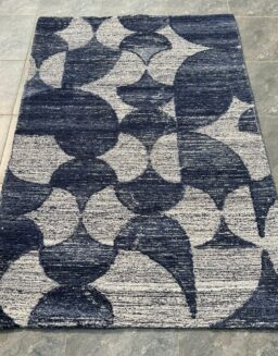 Blue Geometrical Wool Hand Tufted Carpet