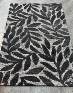 Blackish Floral Wool Hand Tufted Carpet