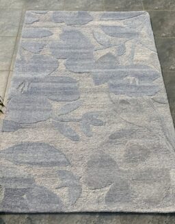 Sky Blue Floral Wool Hand Tufted Carpet