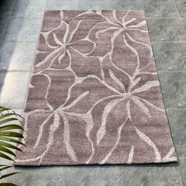 Beige Floral Wool Hand Tufted Carpet