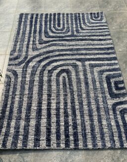 Navy  Geometrical Wool Hand Tufted Carpet