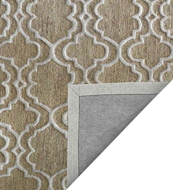 Beige Geometrical Wool Hand Tufted Carpet - Image 3