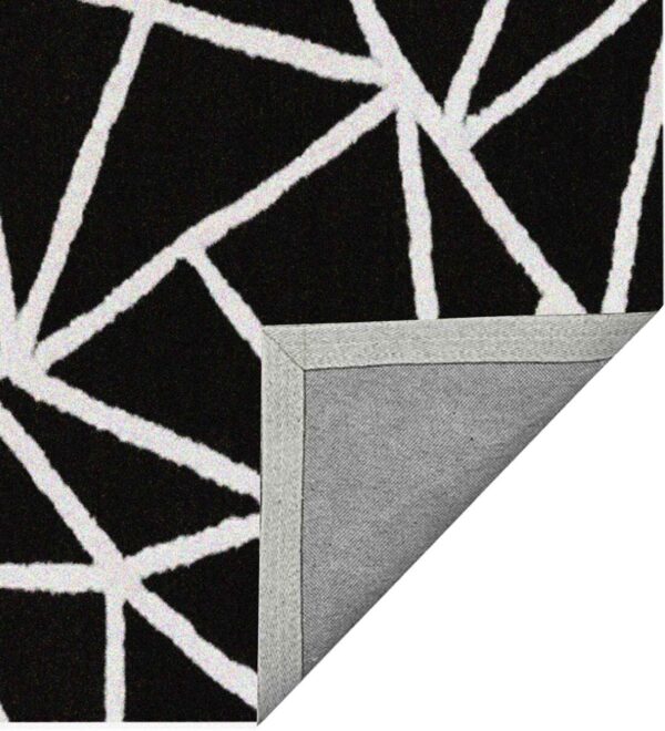 Black Geometrical Wool Hand Tufted Carpet - Image 3