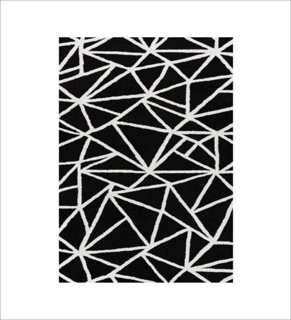 Black Geometrical Wool Hand Tufted Carpet - Image 2