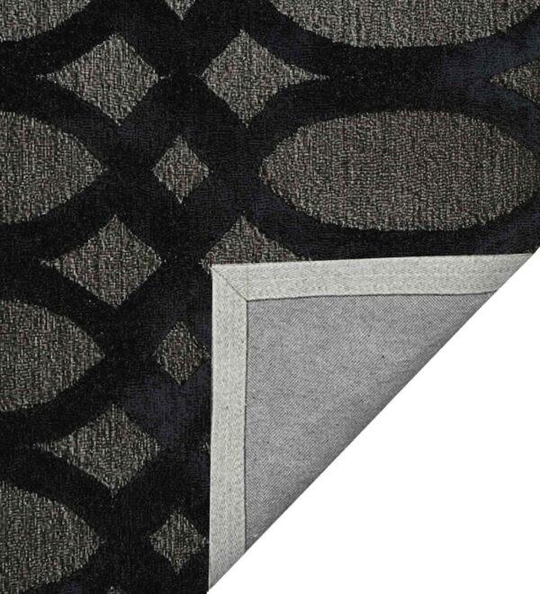 Black Geometrical Wool Hand Tufted Carpet - Image 3
