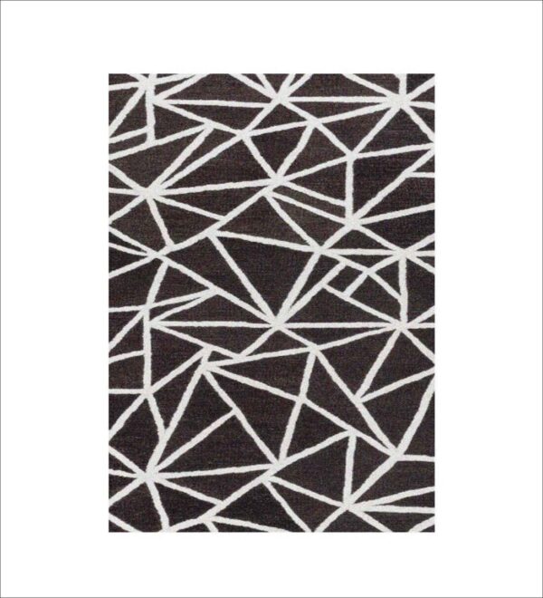 Coffee Brown Geometrical Wool Hand Tufted Carpet - Image 2