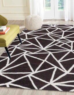 Coffee Brown Geometrical Wool Hand Tufted Carpet