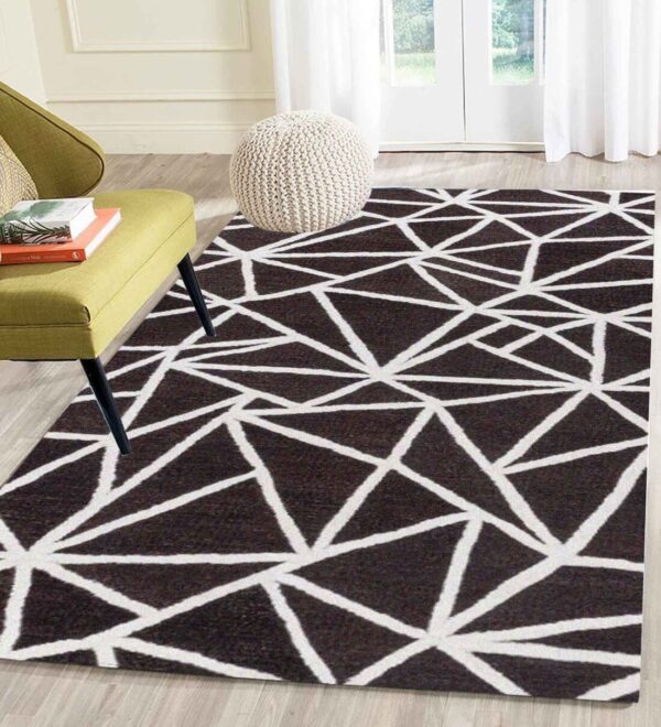 Coffee Brown Geometrical Wool Hand Tufted Carpet