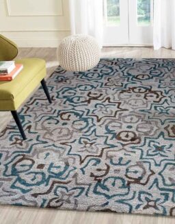 Brown Geometrical Wool Hand Tufted Carpet