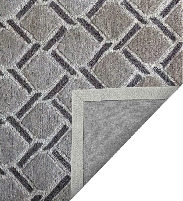 Grey Geometrical Wool Hand Tufted Carpet - Image 3