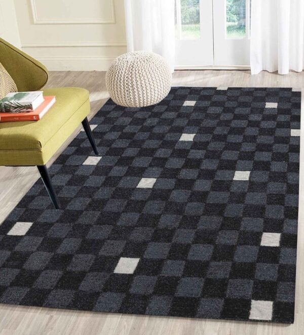 Grey Geometrical Wool Hand Tufted Carpet