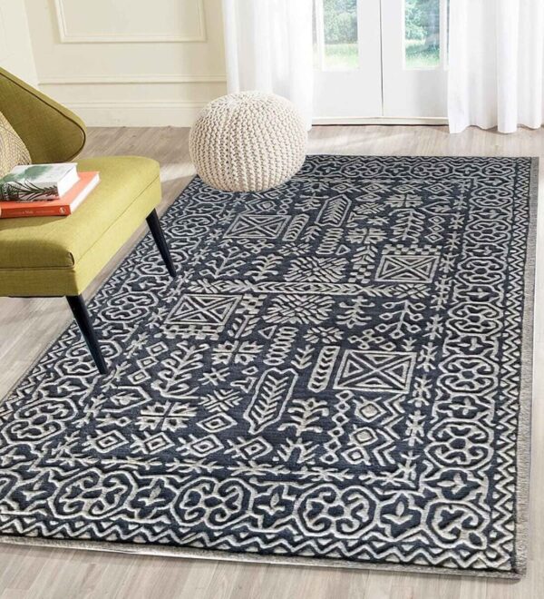 Grey Geometrical Wool Hand Tufted Carpet