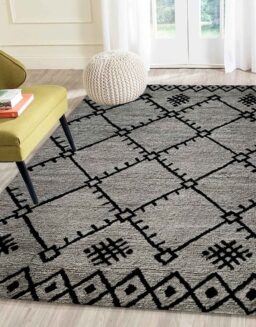 Grey Geometrical Wool Hand Tufted Carpet