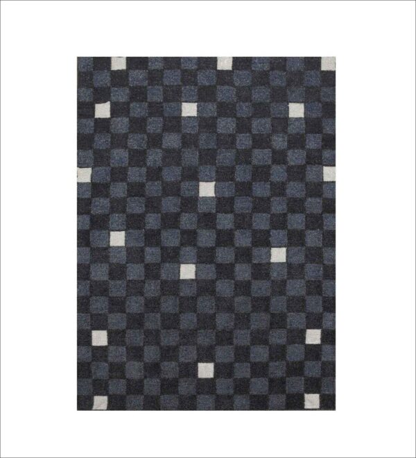 Grey Geometrical Wool Hand Tufted Carpet - Image 2