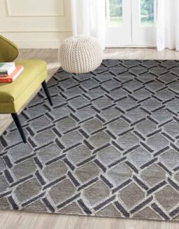 Grey Geometrical Wool Hand Tufted Carpet