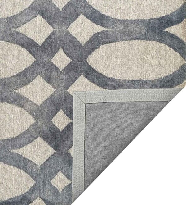 Grey Geometrical Wool Hand Tufted Carpet - Image 3