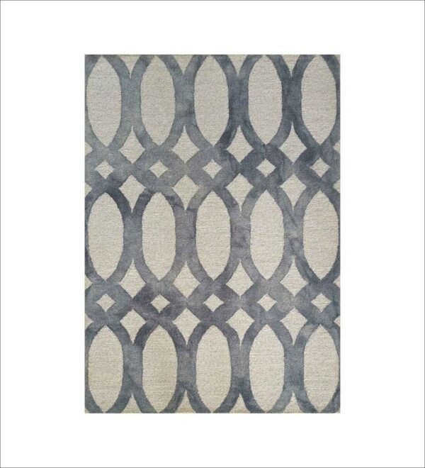 Grey Geometrical Wool Hand Tufted Carpet - Image 2