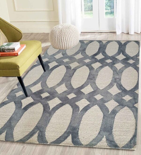 Grey Geometrical Wool Hand Tufted Carpet