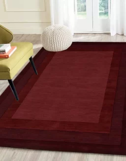 Red Geometrical Wool Hand Tufted Carpet