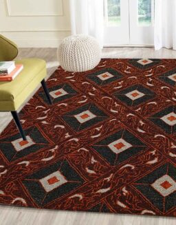 Maroon Geometrical Wool Hand Tufted Carpet