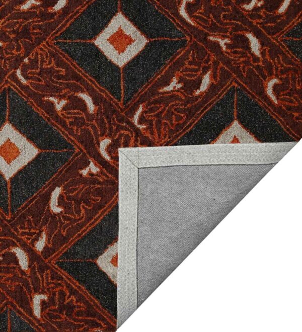 Maroon Geometrical Wool Hand Tufted Carpet - Image 3