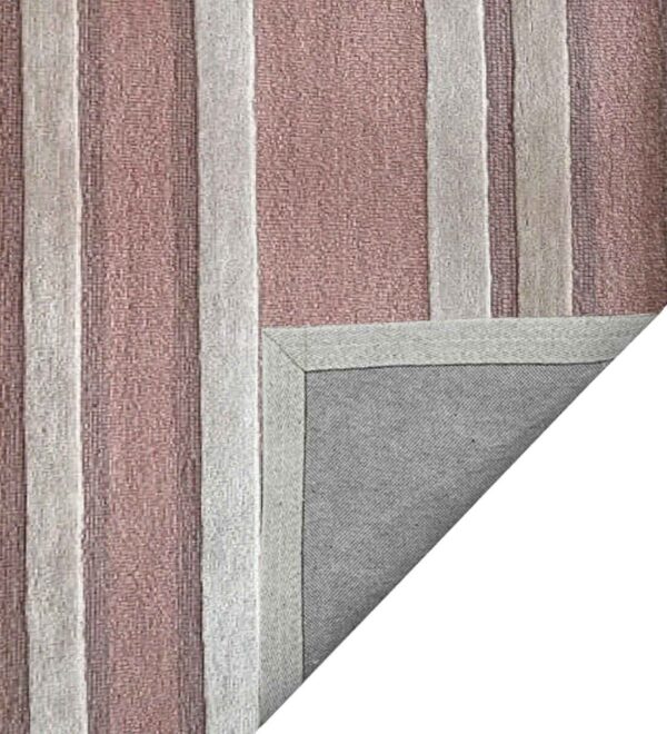 Pink Stripes Wool Hand Tufted Carpet - Image 3