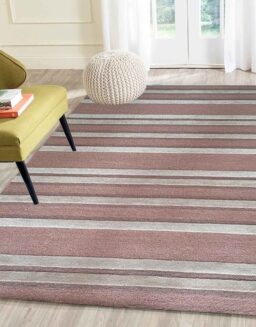 Pink Stripes Wool Hand Tufted Carpet
