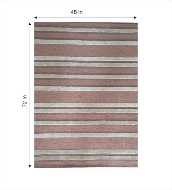 Pink Stripes Wool Hand Tufted Carpet - Image 2