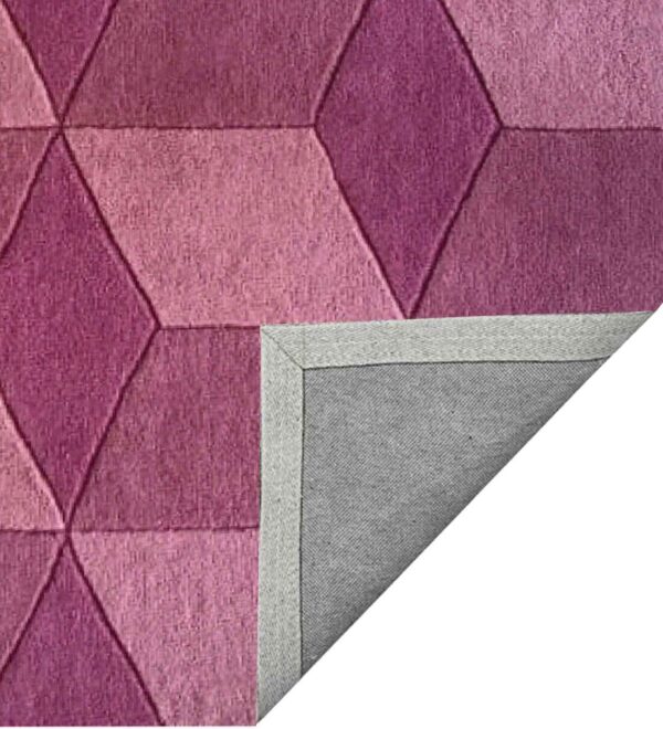 Purple Geometrical Wool Hand Tufted Carpet - Image 3