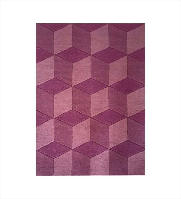 Purple Geometrical Wool Hand Tufted Carpet - Image 2