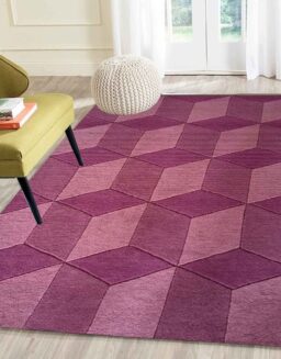 Purple Geometrical Wool Hand Tufted Carpet