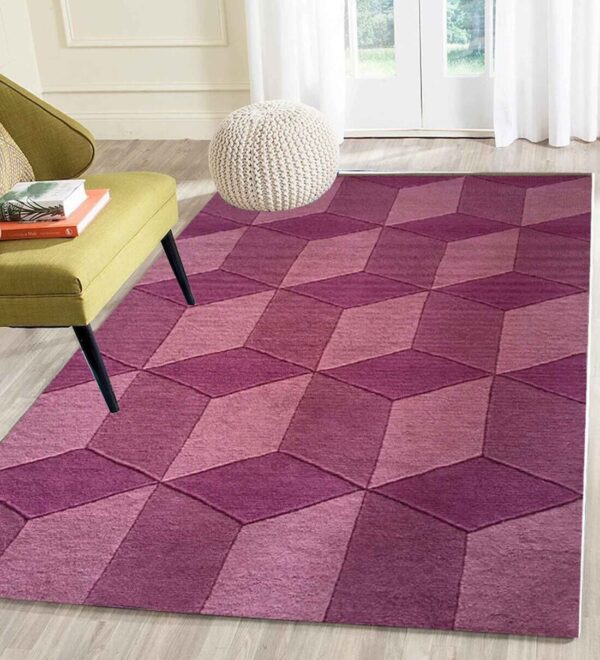 Purple Geometrical Wool Hand Tufted Carpet