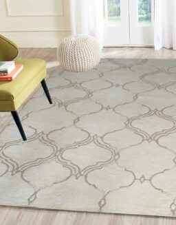Beige Geometrical Wool Hand Tufted Carpet