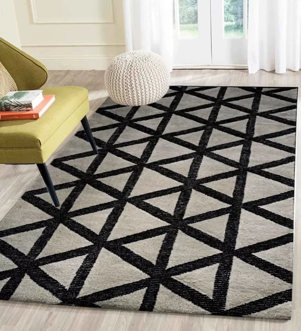 Beige Geometrical Wool Hand Tufted Carpet